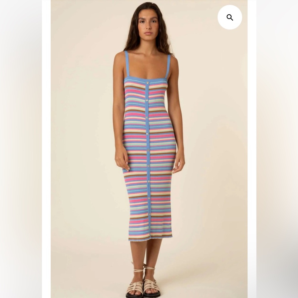 H15 FRNCH - Tania Midi Striped Multicolor Sleeveless Dress‎